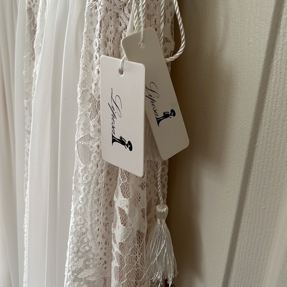 Bohemian Wedding Dress Spaghetti Strap w/ Adjustable Drawstring Lace Bridal Gown - Picture 7 of 7